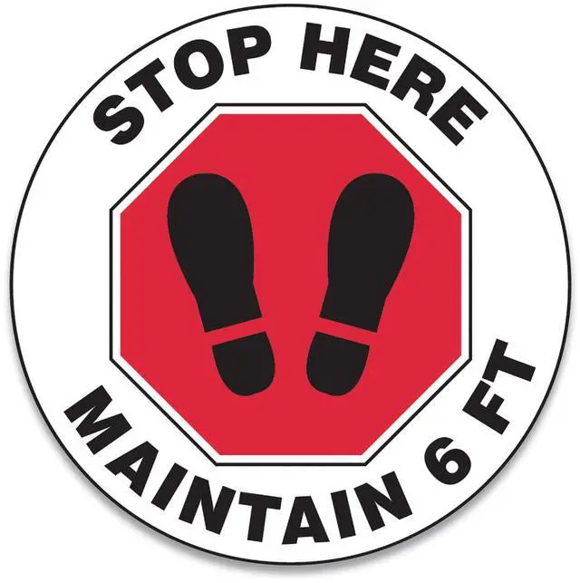 Main image of Slip-Gard 12" Social Distance Floor Signs RedWhite 25pk MFS388ESP
