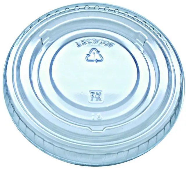 Alt view image 2 of 2 - Kal-Clear/Nexclear Drink Cup Lids Flat Lid with No Slot Fits 9 oz to 10 oz Cold Cups Plastic Clear 2500/Carton 9508068