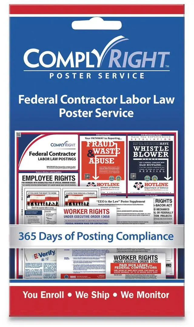 Alt view image 2 of 3 - ComplyRight Federal Contractor Labor Law Poster Service Card English CRPS03