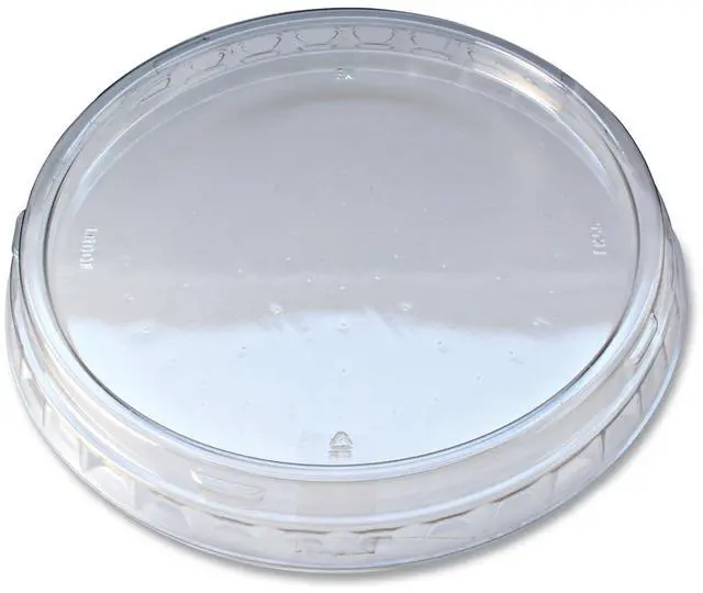 Alt view image 2 of 2 - Recycleware Round Deli Container Lids Flat Outer Fit Clear Plastic 500/Carton LRDOF