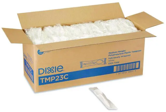 Alt view image 3 of 3 - Wrapped Disposable Spoon, White, Medium Weight, PK1000 DIXIE TMP23C