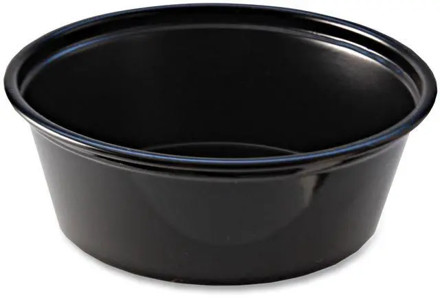 Main image of Portion Cups 1.5 oz Squat Plastic Black 250/Sleeve 10 Sleeves/Carton PC150SB