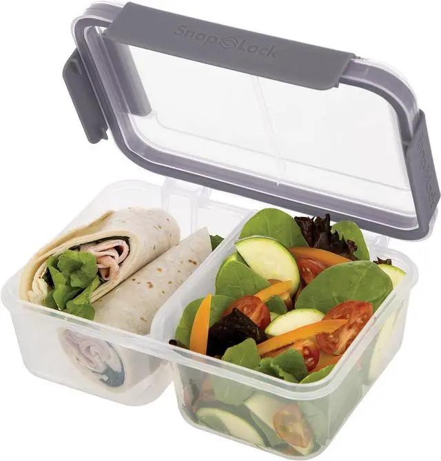 Main image of Progressive SNL-1018GY SnapLock 4-Cup Large Divided Lunch Container - Gray