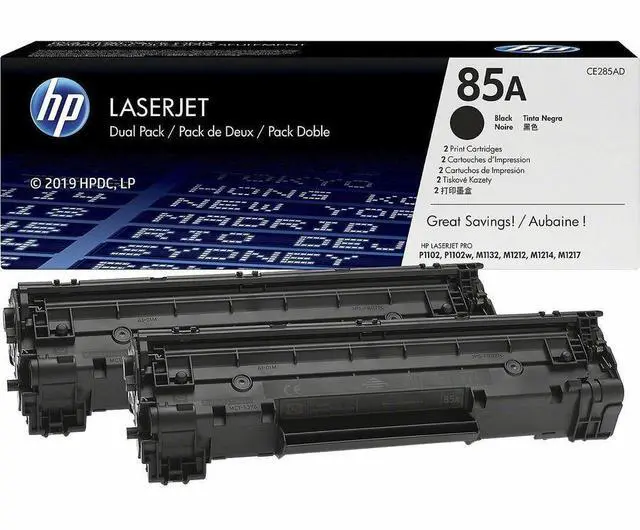 Main image of HP LaserJet 85A Toner Cartridge Black 2 Pack in Retail Packaging CE285AD