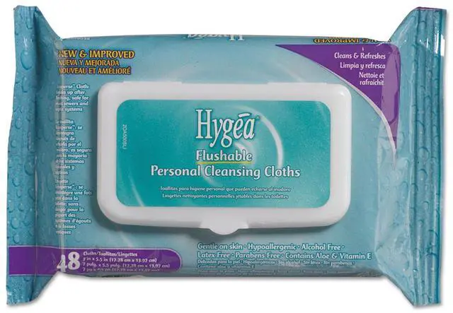 Main image of Sani Professional Hygea Flushable Personal Cleansing Cloth White 12Pk NICA500F48