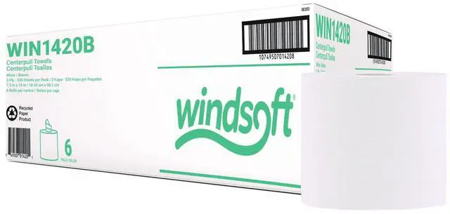 Main image of Center-Flow Perforated Paper Towel Roll 7.3 x 15 White 6 Rolls/Carton WIN1420B