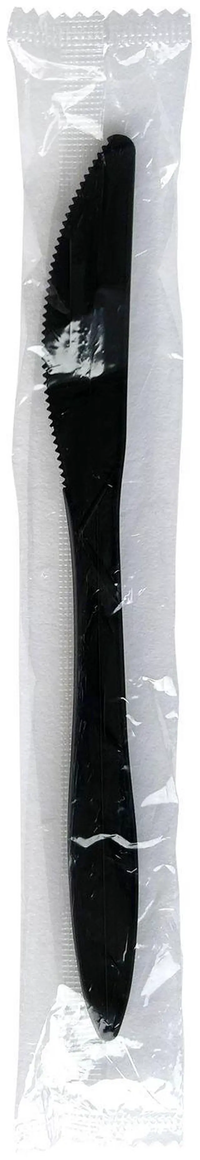 Main image of Mediumweight Wrapped Polypropylene Cutlery Knife Plastic Black 1000/Carton BWKKNIFEBLPPIW