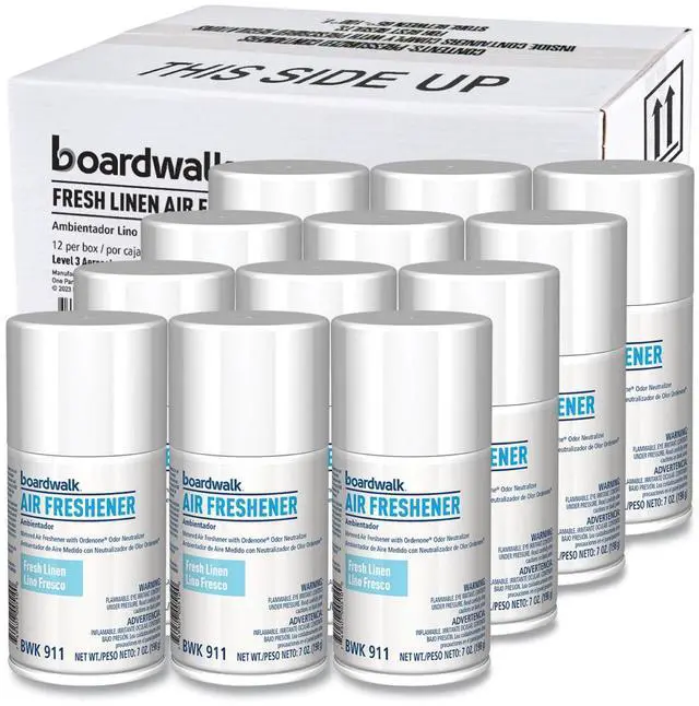 Main image of Metered Air Freshener Refill Fresh Linen Scent 7 oz Aerosol Spray 12/Carton CP110BOARDWK