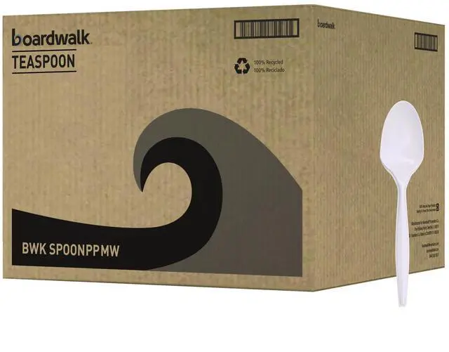 Main image of Mediumweight Polypropylene Cutlery Spoon 5.31" Plastic White 1000/Carton BWKSPOONPPMW