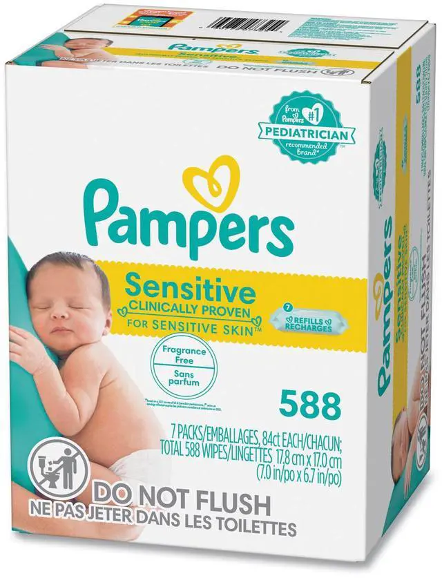 Main image of Sensitive Baby Wipes 1-Ply 6.7 x 7 Unscented White 84/Pack 7/Carton 80715533