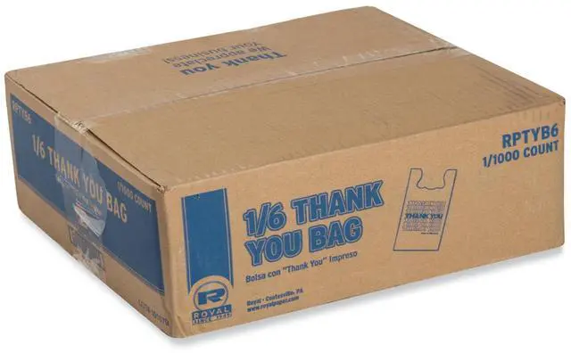 Main image of Thank You Bags Thank You Have a Nice Day Labeling Cut-Out Handles 11.5" x 6.5" x 21" White/Red 1000/Carton RPTYB6