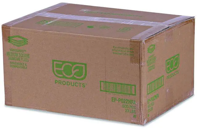Alt view image 2 of 2 - Eco-Products EP-P022NFA Vanguard Renewable and Compostable Sugarcane Plates - Plate - 7.87 x 7.87 - White - 500/Carton