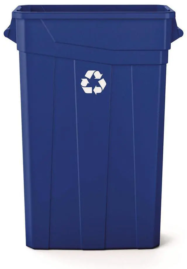 Main image of 23 Gallon Resin Slim Recycling Trash Can Plastic Blue/White TCNH2030BLR