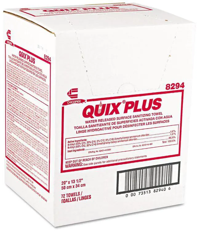 Main image of Quix Plus Cleaning and Sanitizing Towels 13.5 x 20 Pink 72/Carton 8294