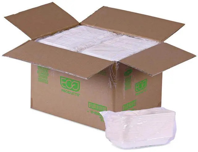 Alt view image 2 of 2 - Eco-Products EP-SCRC32NFA WorldView Vanguard Rectangular Container - 32 oz - 4.71 x 7.01 x 1.04 - White - Sugarcane Fiber - 400/Carton