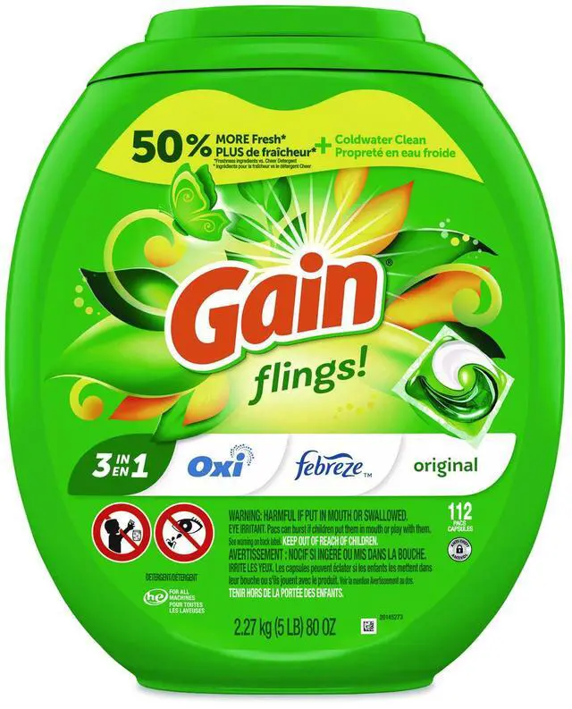 Main image of Flings Detergent Pods Original 112 Pods 80 oz Tub 02446