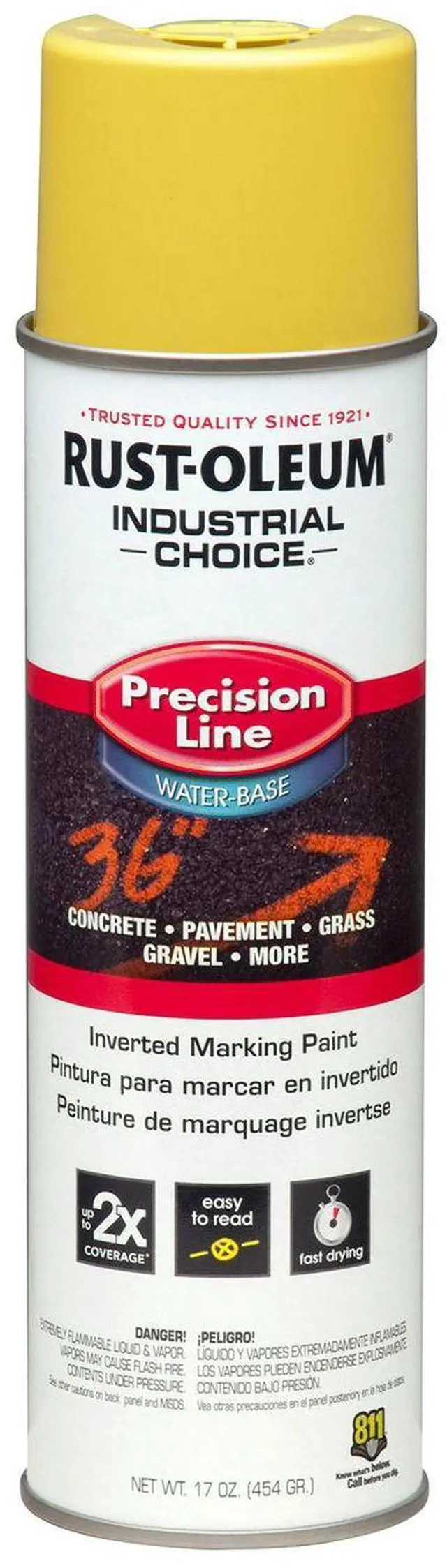 Main image of Industrial Choice Precision Line Marking Paint Flat High-Visibility Yellow 17 oz Aerosol Can 12/Carton RST203034CT