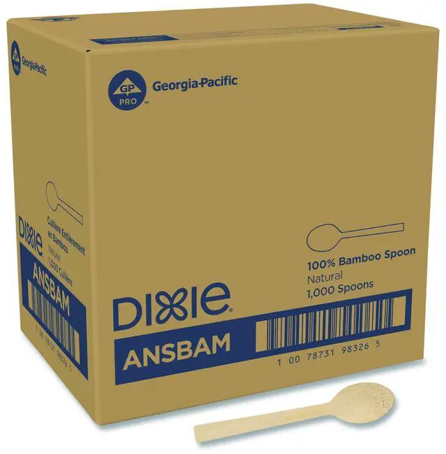 Alt view image 3 of 3 - Dixie ANSBAM Bamboo Cutlery - Mediumweight Spoon - Paper - Light Golden - 100/Pack - 10 Packs/Carton