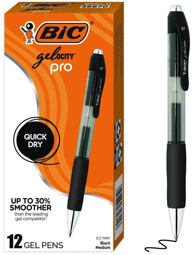 Main image of Gel-ocity Pro Quick Dry Gel Pen Retractable Medium 0.7 mm Black Ink Black/Clear Barrel 12/Pack RPGL11BLK