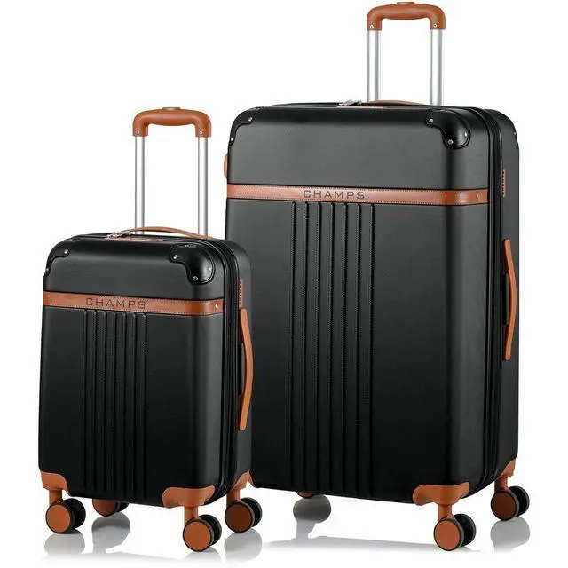 Main image of CHAMPS Vintage Collection 2-piece Hardside Luggage set Black S1016BLACK