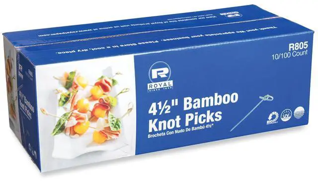 Main image of Knotted Bamboo Pick Paper 4.5" Natural 100/Pack 10 Packs/Carton R805