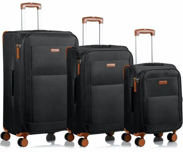 Main image of CHAMPS Classic Collection 3-piece Softside Luggage set Black with Spinner Wheels