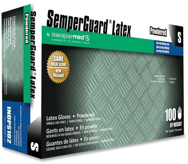 Main image of Latex Gloves Powdered Small 4 mil Thick 9.45" Long Cream 100/Box 10 Boxes/Carton INDPS102