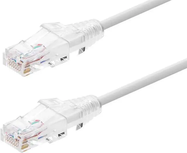 Alt view image 10 of 15 - Monoprice Cat6 Ethernet Patch Cable - 25 feet - White | Snagless RJ45 Stranded 550MHz UTP CMR Riser Rated Pure Bare Copper Wire 28AWG - SlimRun Series