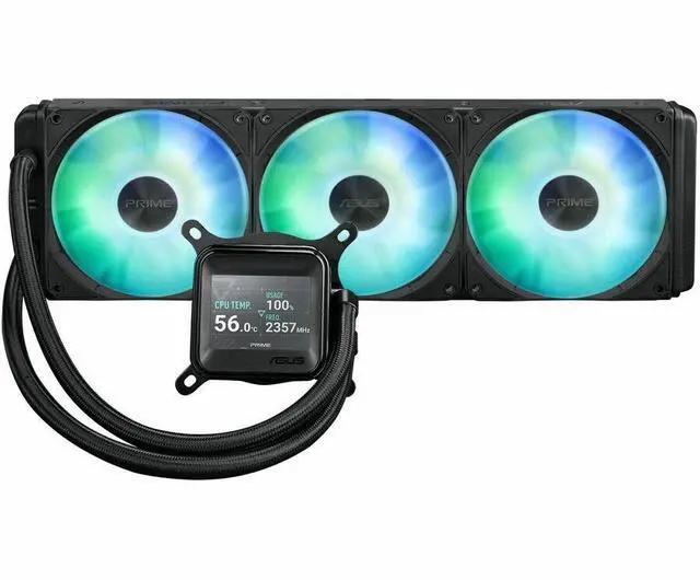 Alt view image 8 of 15 - Asus PRIME LC 360 ARGB LCD Cooling Fan/Radiator/Water Block/Pump - 3 x Fan(s) - 77.22 CFM Maximum Airflow - 2500 rpm - Compatible Intel Socket: Socket LGA-1851, LGA-1700, LGA-1200, LGA-115X - Compatib