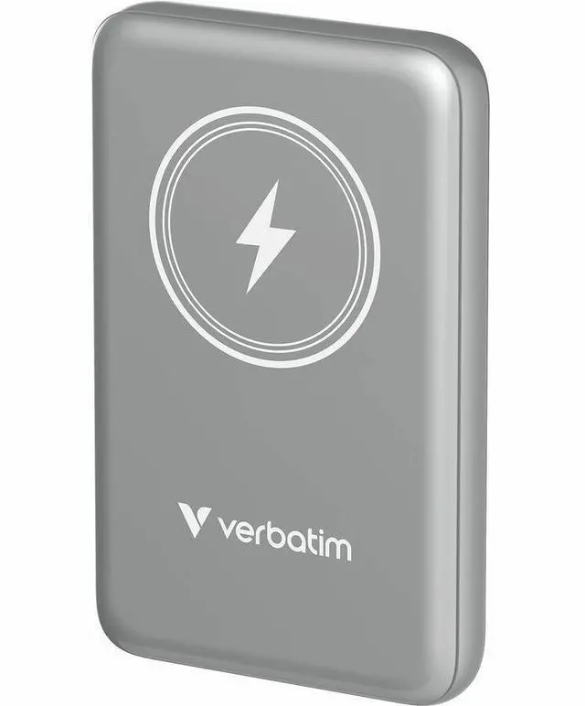 Alt view image 2 of 8 - Verbatim Charge 'n' Go Magnetic Wireless Power Bank 10000 mAh - Grey - For Smartphone, Mobile Device, Qi-enabled Device - Lithium Polymer (Li-Polymer) - 10000 mAh - 15 W - 2.40 A, 2.22 A, 1.