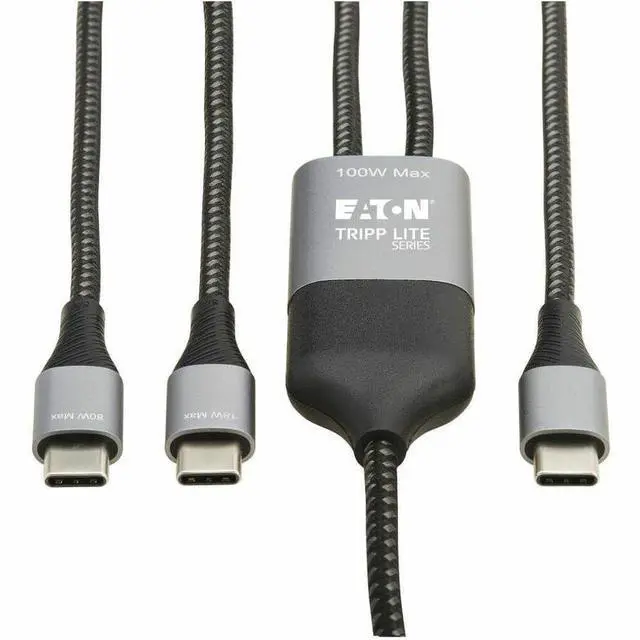 Alt view image 2 of 8 - Tripp Lite 6ft USB-C Charging Cable/Splitter M/2xM 100W PD U420P2X6100W