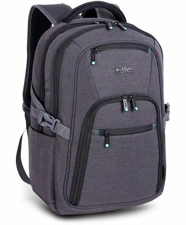 Alt view image 2 of 9 - Urban Factory HEAVEE GREEN Carrying Case (Backpack) for 10.5" to 14.1" Notebook - Dark Gray - Water Resistant, Shock Absorbing, Water Proof - Polyethylene Terephthalate (PET), 210D Polyester HTE14UF