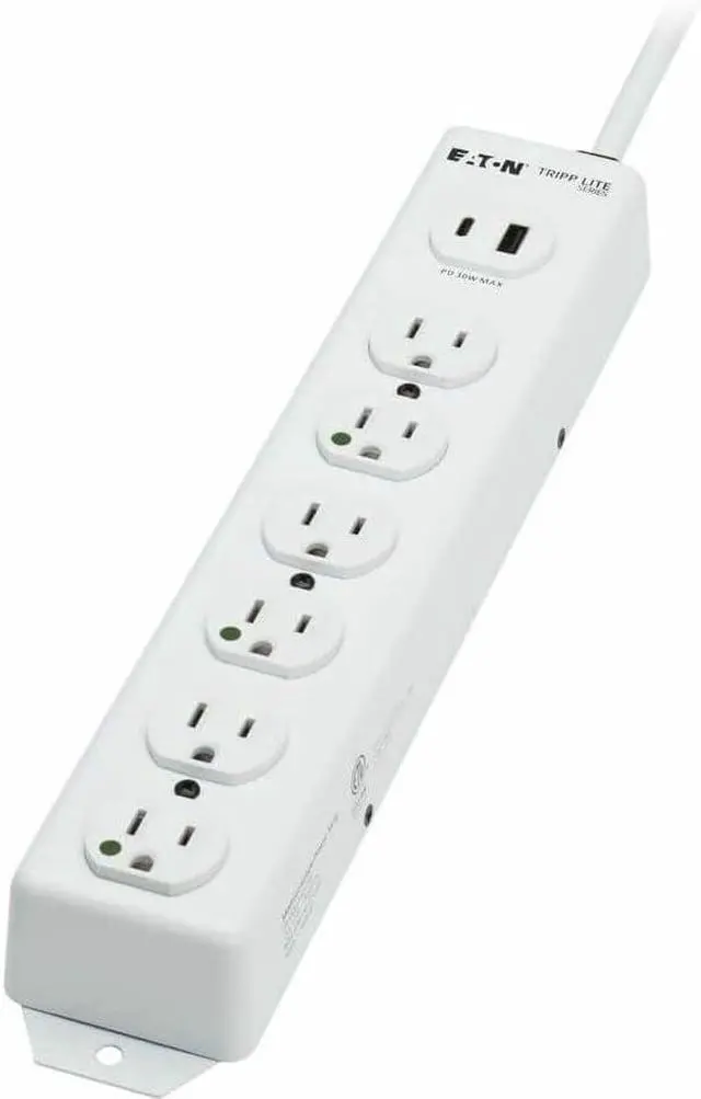 Alt view image 9 of 15 - Tripp Lite Safe-IT UL 1363 Medical-Grade Power Strip, 6 Outlets, 6-Ft Cord