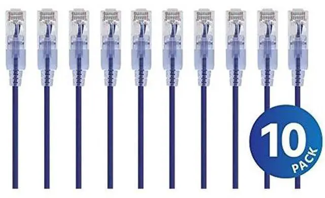 Alt view image 2 of 9 - Monoprice Cat6A Ethernet Patch Cable - 3 Feet - Purple (10 Pack) Snagless RJ45 550Mhz UTP Pure Bare Copper Wire 10G 30AWG - SlimRun Series