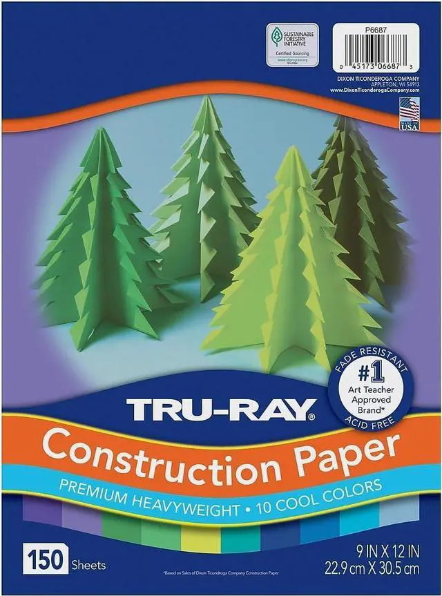 Main image of Pacon Tru-Ray 9x12" Construction Paper Cool Assorted 150 Sheets P6687