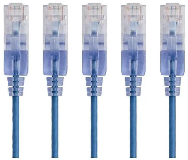 Alt view image 8 of 8 - Monoprice Cat6A Ethernet Patch Cable - 2 Feet - Blue | Network Internet Cord - (5 Pack) RJ45, Stranded, UTP, Pure Bare Copper Wire, 30AWG - SlimRun Series