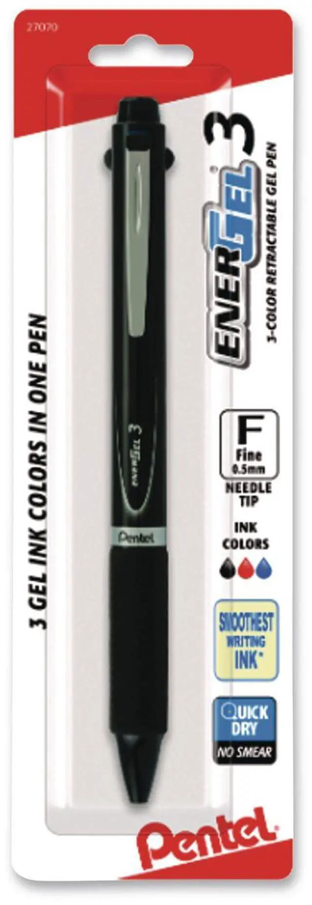 Alt view image 2 of 7 - Pentel Retractable Liquid Gel Pen Dual Ink 0.5mm Tip Black/Red BLW335A