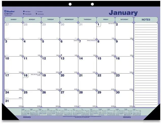 Main image of 2026 Blueline Monthly Desk Pad Calendar, 21-1/4" x 16", Blue/White, January To December, C181731