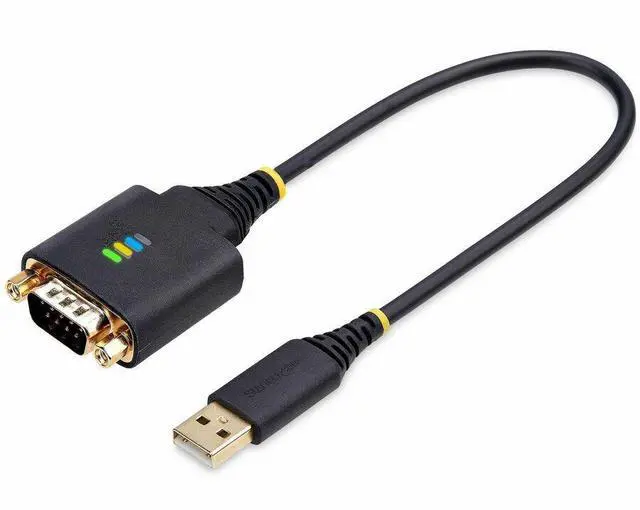 Alt view image 2 of 8 - StarTech 1ft (30cm) USB to Serial Adapter Cable, COM Retention, Interchangeable Nuts/Screws, USB-A to DB9 RS232, FTDI IC, ESD Protection, Windows/macOS/Linux Model 1P1FFC-USB-SERIAL