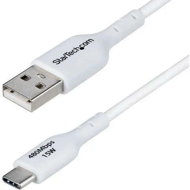 Alt view image 3 of 9 - StarTech 3ft (91cm) USB-A to USB-C Charging Cable, Charge & Sync, 3A, USB 2.0, TPE Jacket - White USB Charging Cord - USB2AC3FWHE
