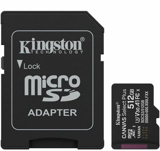 Main image of Kingston Canvas Select Plus 512 GB Class 10/UHS-I U3 V30 microSDXC 1 SDCS3512GB