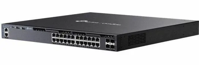 Alt view image 7 of 12 - TP-Link Omada 24-Port Gigabit Stackable L3 Managed PoE+ Switch with 4 10G Slots - 25 Ports - Gigabit Ethernet, 10 Gigabit Ethernet - 10/100/1000Base-T, 10GBase-X - 3 Layer Supported - 916.60 W Power C