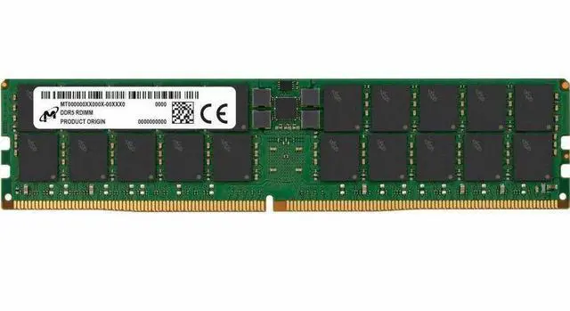 Main image of Micron 96 GB Ram Module For Server -  (1x 96GB) - DDR5-5600/PC5-44800 DDR5 SDRAM - 5600 MHz Dual-rank Memory - CL46 - 1.10 V - ECC - Registered - 288-pin  (MTC40F204WS1RC56BB2R)