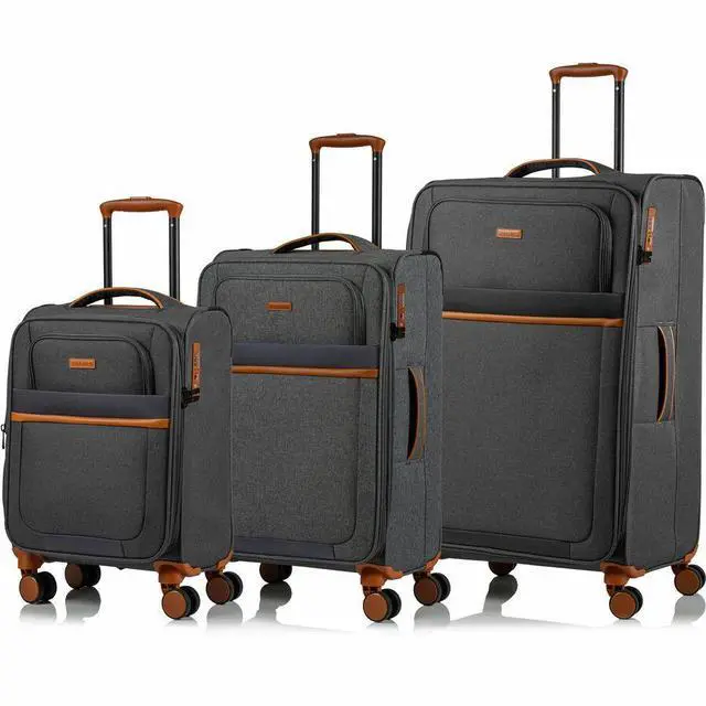 Main image of CHAMPS Classic II Collection 3-piece Softside Luggage set Grey C5011GREY
