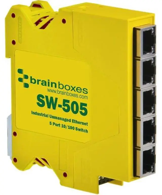 Main image of Brainboxes SW-505 Industrial Compact Ethernet 5 Port Switch DIN Rail Mountable