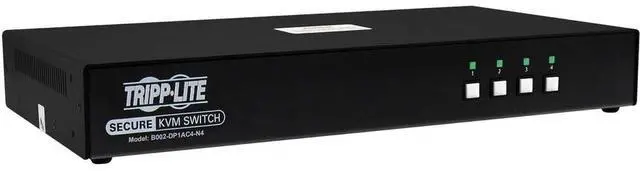 Alt view image 5 of 5 - Tripp Lite Secure KVM Switch 4-Port DisplayPort, United States Government NIAP-Certified PP4.0 Security, Common Access Card (CAC) Port, 4K @ 30Hz Video, TAA Compliant, 3-Year Warranty (B002-DP1AC4-N4)