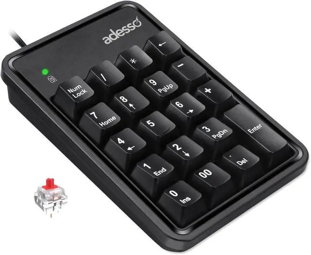 Alt view image 9 of 20 - Adesso Easytouch 600UB Keypad - Cable Connectivity - Compact - USB Interface - 19 Key(s) - Windows 7, Mac OS - PC, Mac - Cherry MX Red Keyswitch