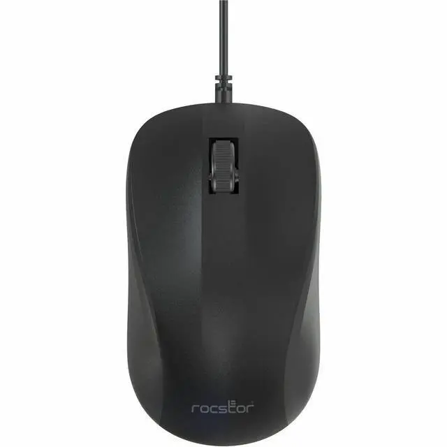 Alt view image 7 of 9 - Rocstor Premium QM1 Silent Clicking USB Wired Contoured Mouse - 1200 dpi - Optical - Cable - Black - USB - 1200 dpi - Scroll Wheel - 3 Button(s) - Symmetrical