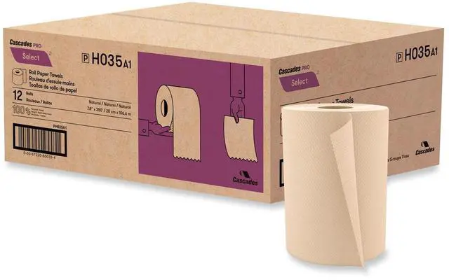 Main image of Cascades Pro Select Hardwound Roll Towels 1-Ply Natural 12 Rolls/Carton H035