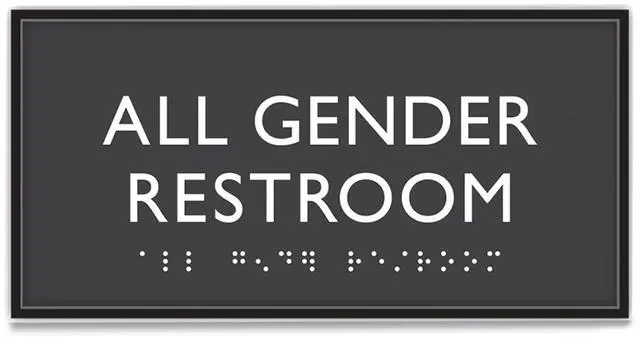Main image of ADA Sign All Gender Restroom Plastic 4 x 4 Clear/White 69920